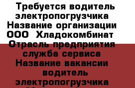 Требуется водитель электропогрузчика › Название организации ­ ООО “Хладокомбинат“ › Отрасль предприятия ­ служба сервиса › Название вакансии ­ водитель электропогрузчика › Место работы ­ Вокзальная 2/1 › Подчинение ­ начальник службы сервиса › Минимальный оклад ­ 13 000 › Максимальный оклад ­ 14 000 - Челябинская обл., Магнитогорск г. Работа » Вакансии   . Челябинская обл.